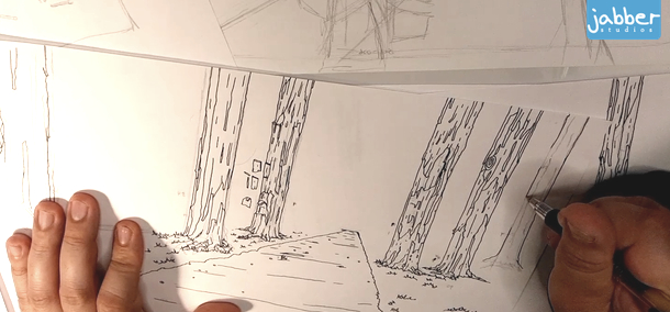 Background art, drawing from scene 1 production TO12H